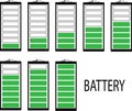 A set of characters battery with different charge levels in the form of filled rectangles